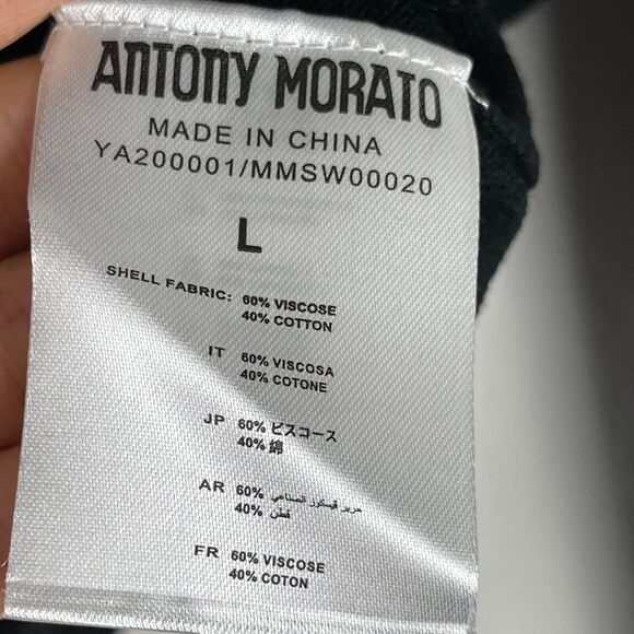 Antony Morato Cardigan Sweater Mens Large Black Knit Button Front Shawl Collar - Picture 6 of 13